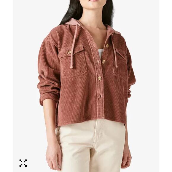 Lucky Brand Women’s XXL Blush Copper Corduroy Hoodie Jacket Shacket Hood Pockets - Picture 10 of 10